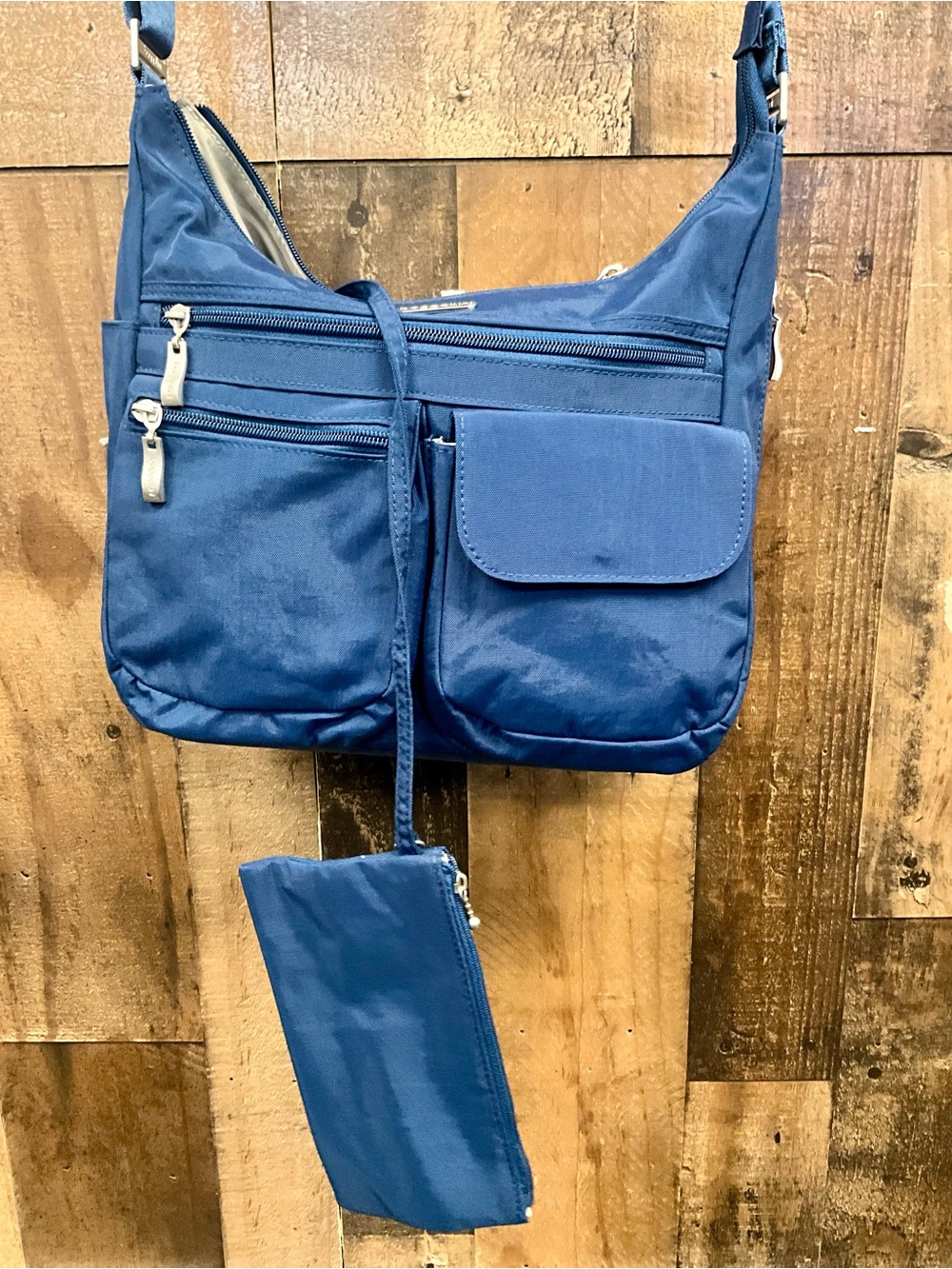 Baggallini Navy Blue Multi-Pocket Crossbody with Detachable Pouch